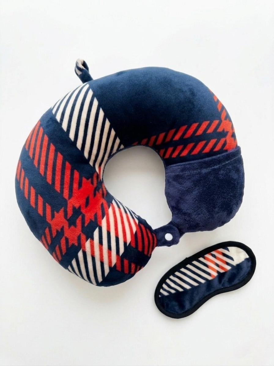 Travel neck pillow and sleep mask set