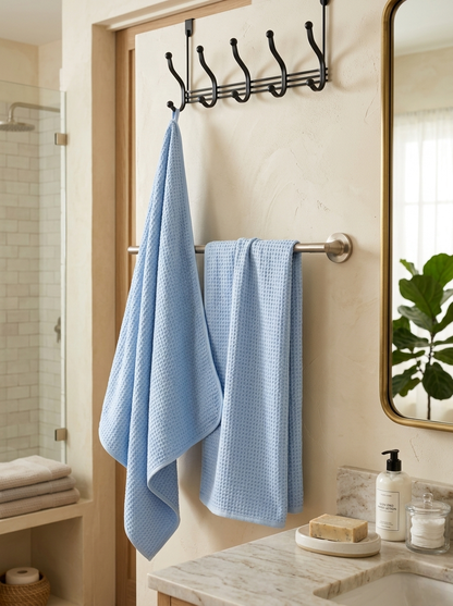 Premium Waffle-Weave Cotton Bath Towel Collection
