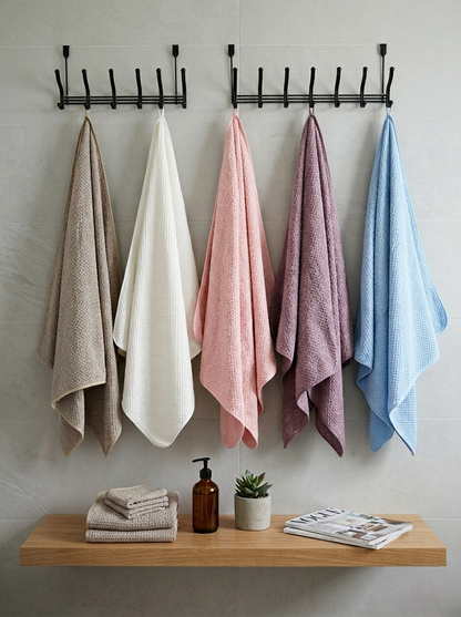 Premium Waffle-Weave Cotton Bath Towel Collection
