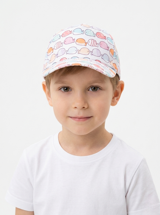 Whimsical Waves Children’s Pastel Whale Cap