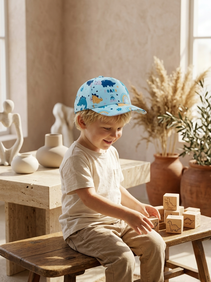 Prehistoric Pals Children’s Sky Blue Dinosaur Cap